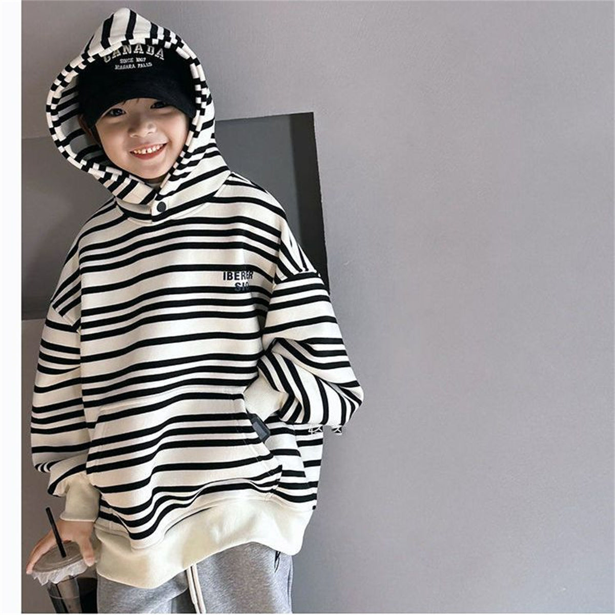 Boys' Sports High Fashion Striped Sweatshirt Set