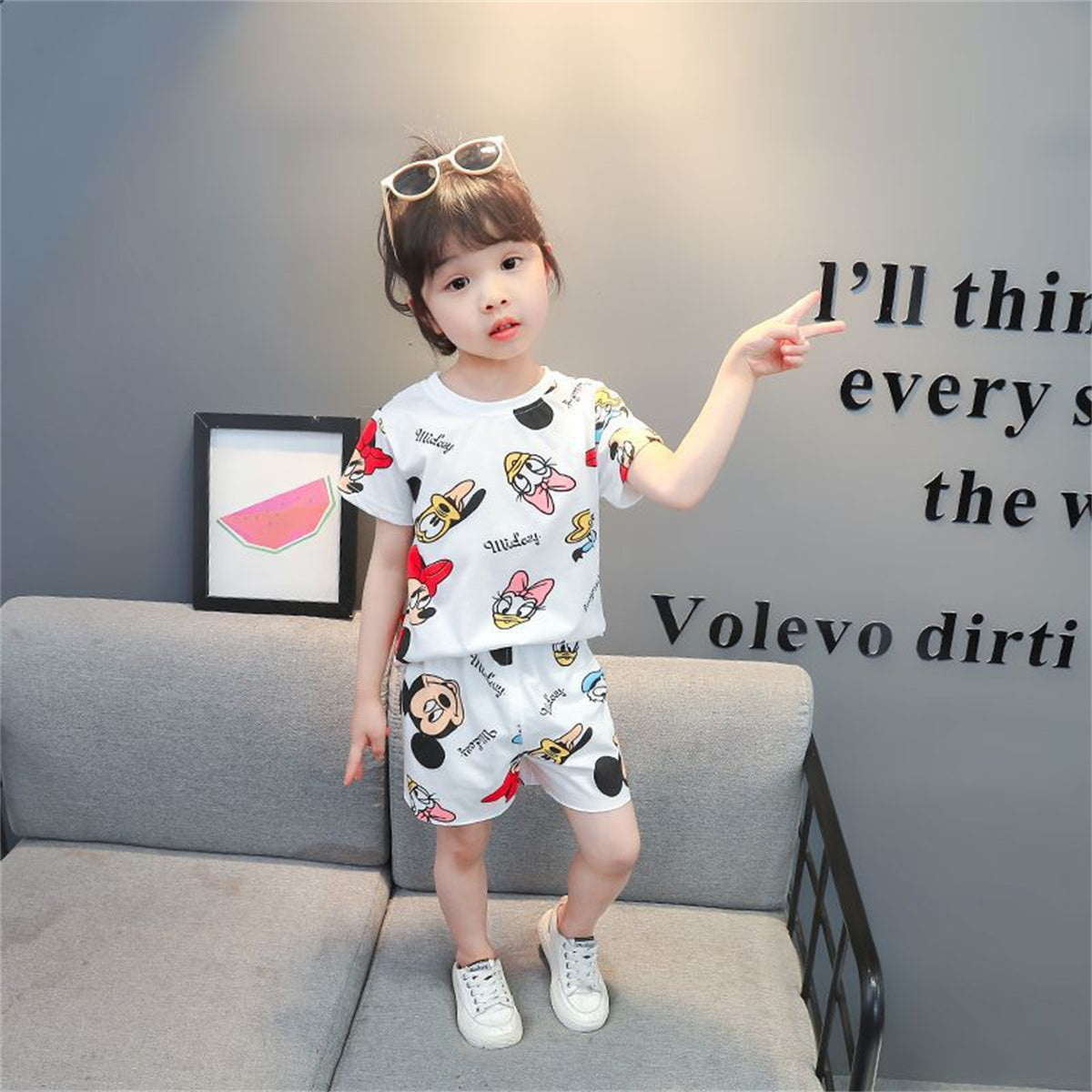 2024 New Summer Cartoon Print 2-piece Short-sleeved T-shirt Home Daily Universal Set