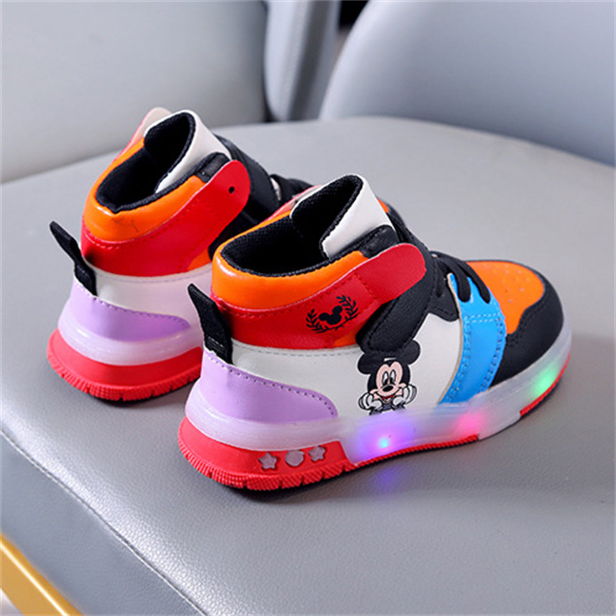 Children's Mickey and Minnie cartoon pattern luminous sneakers