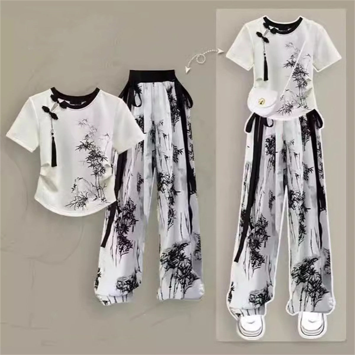 Casual Summer Outfits for Girls 2 Short Sleeve Wide Leg Pants Two-Piece Set