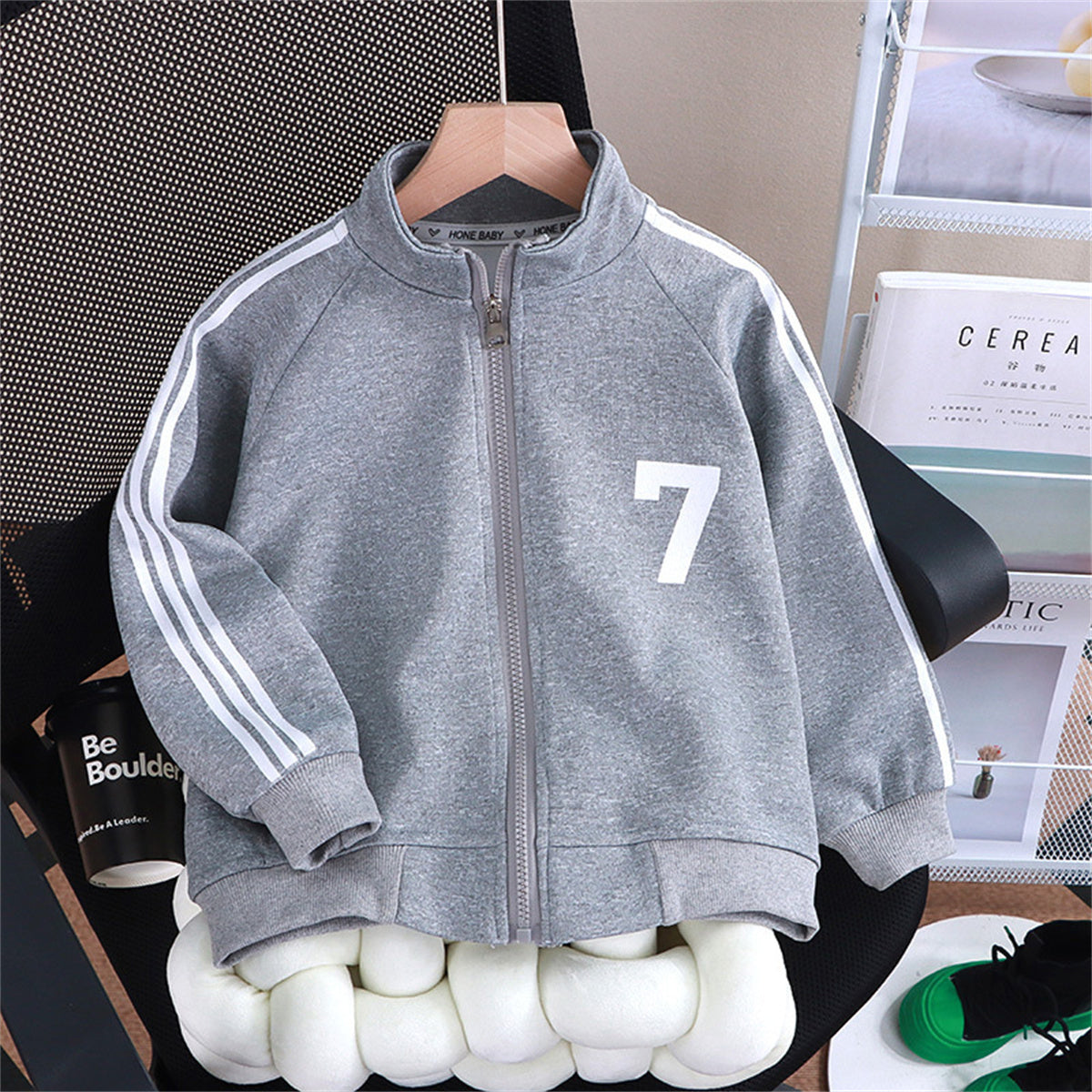 Jacket casual sportswear men's solid color raglan jacket for middle and large kids