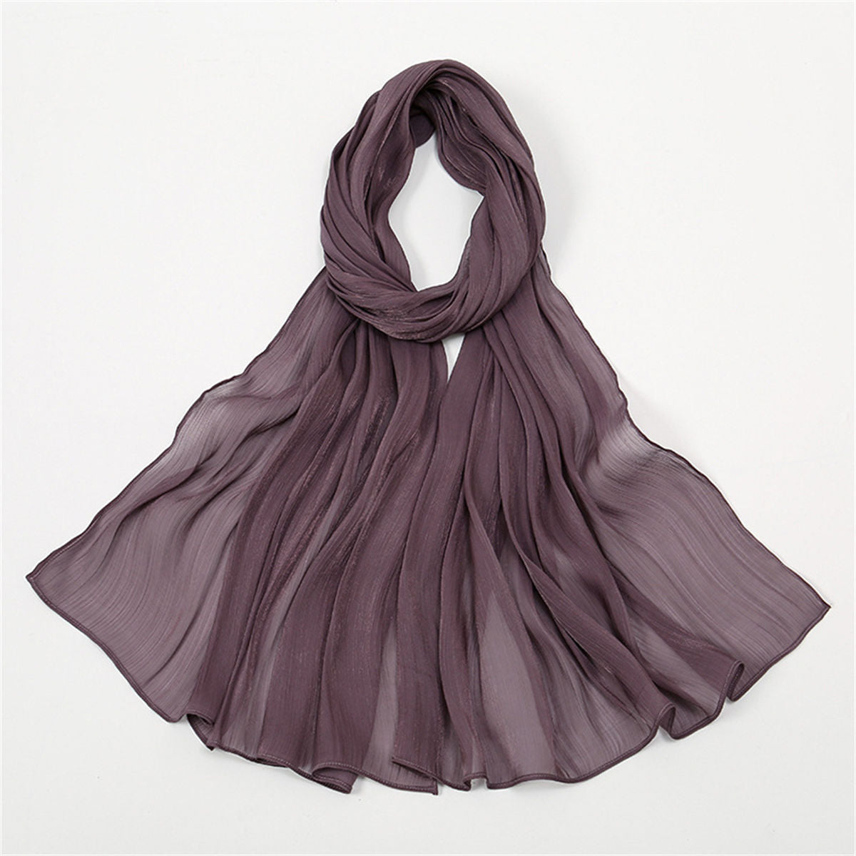 Women&#39;s solid color simple style breathable bright silk chiffon scarf