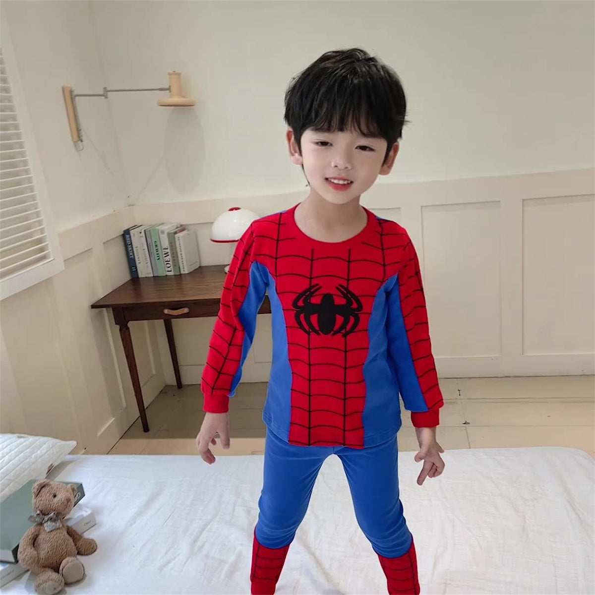 Boys' stylish and handsome pure cotton home wear pajamas set two-piece set