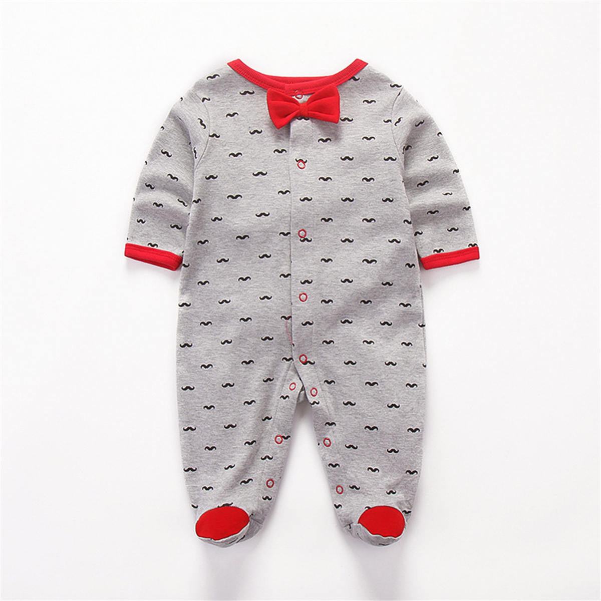 Baby Spotted Fawn Gray Beard Foot-Wrap Romper