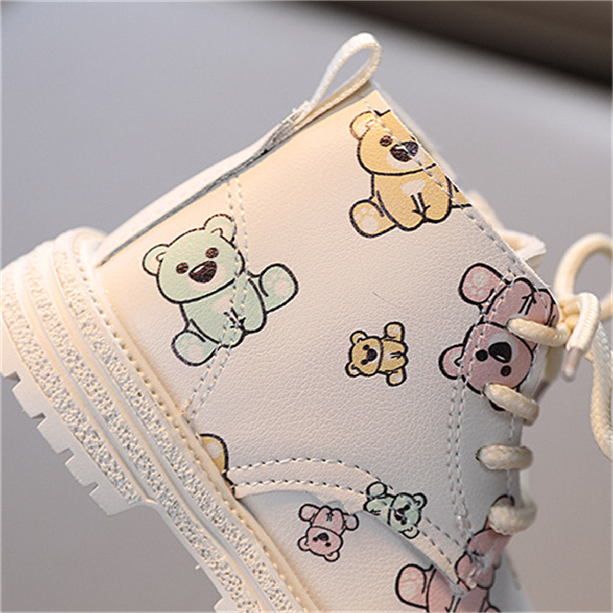 Children's and girls' autumn and winter plus velvet cartoon bear waterproof and non-slip Martin boots