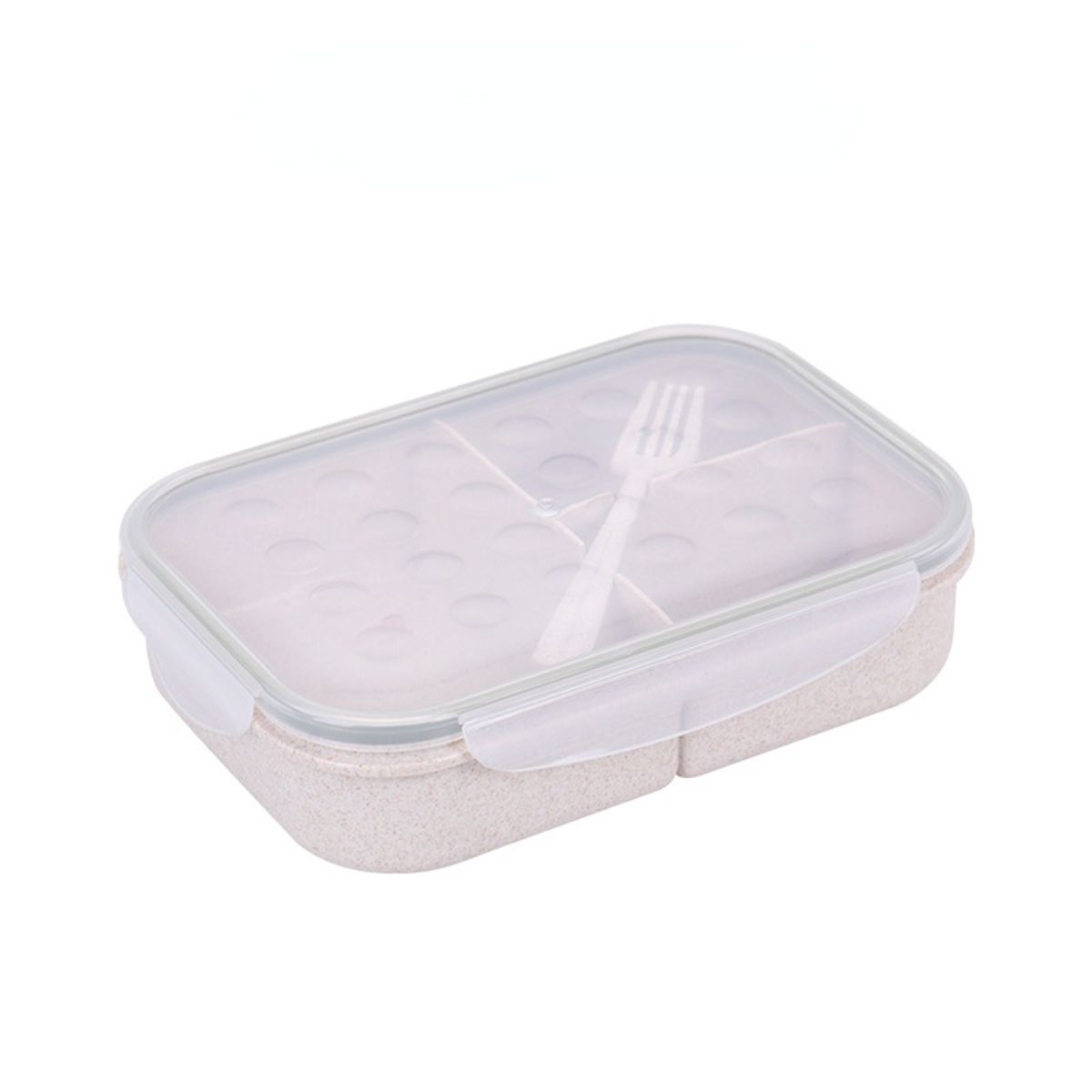 Wheat Straw Lunch Box Divided Lunch Box Microwave Heated Lunch Box Student Lunch Box with Spoon