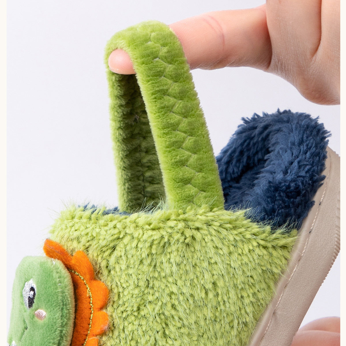 Children's autumn and winter cute dinosaur doll warm elastic back strap cotton slippers