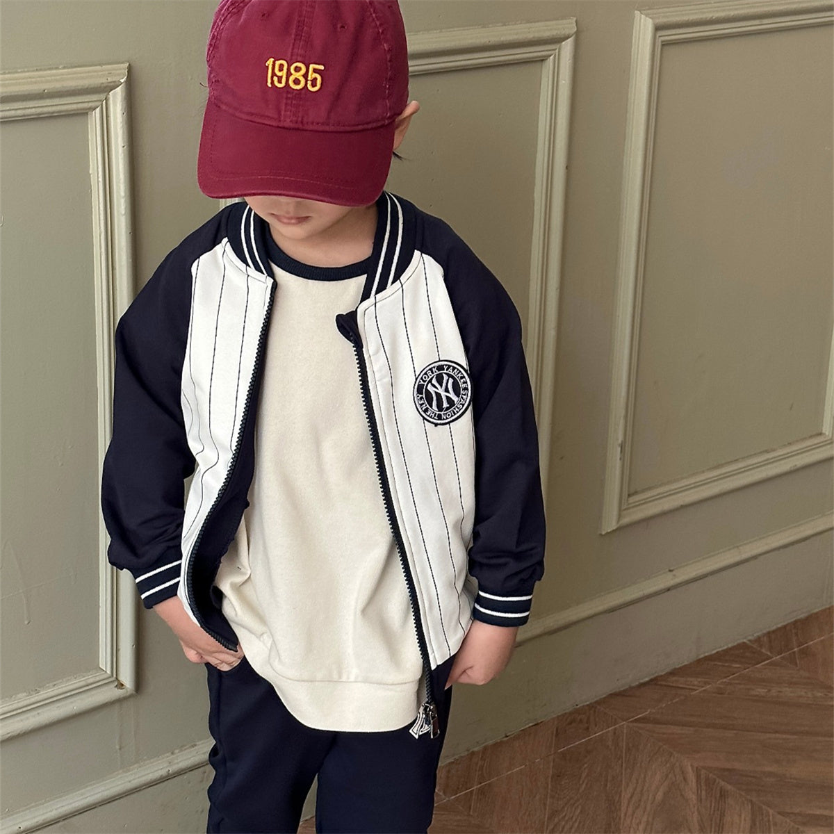 New Children's Baseball Sweatshirt Long Sleeve Jacket Zipper Fashion Suit