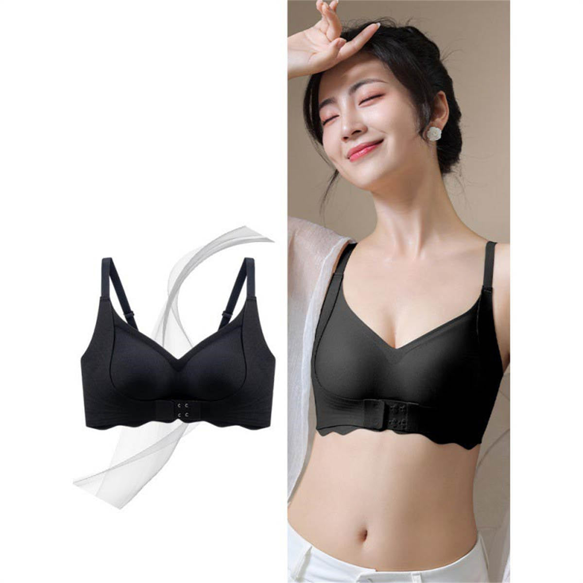 Front clasp bra for women with small chest and large breasts