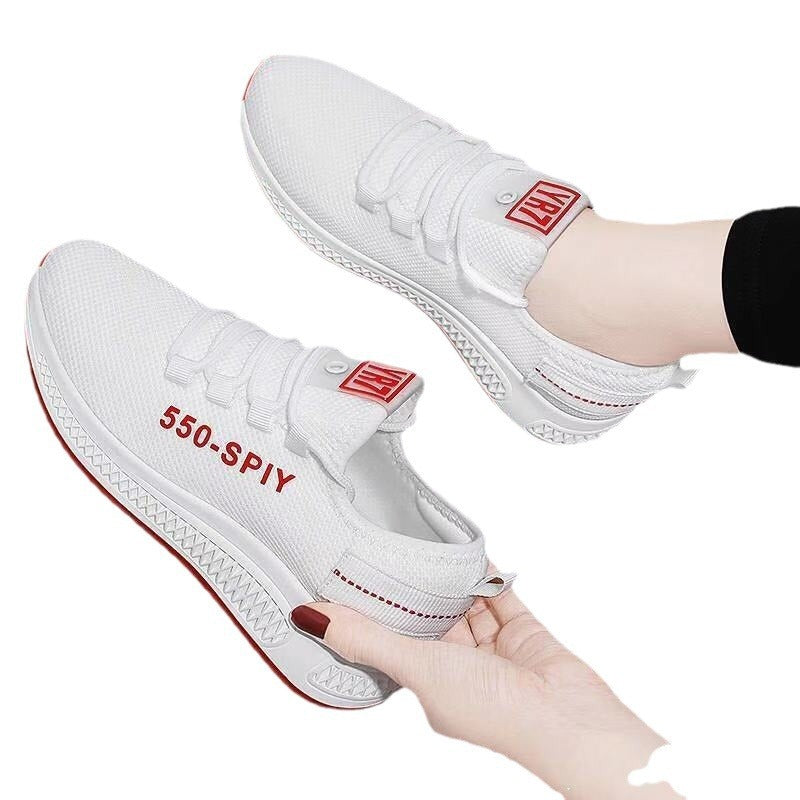 Women's sports shoes breathable flying woven casual running shoes comfortable