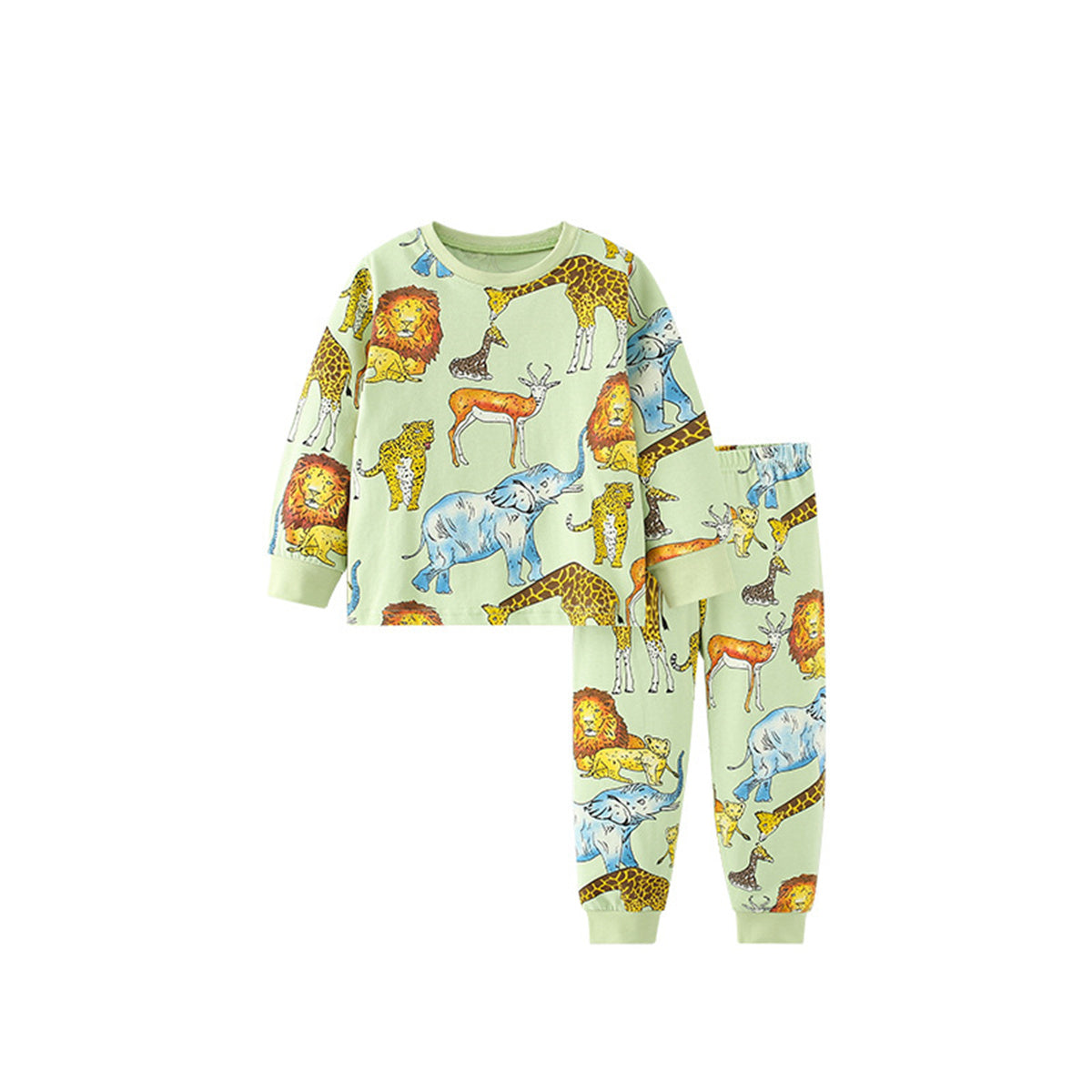 Boys cartoon full print little lion home clothes pajamas set pure cotton