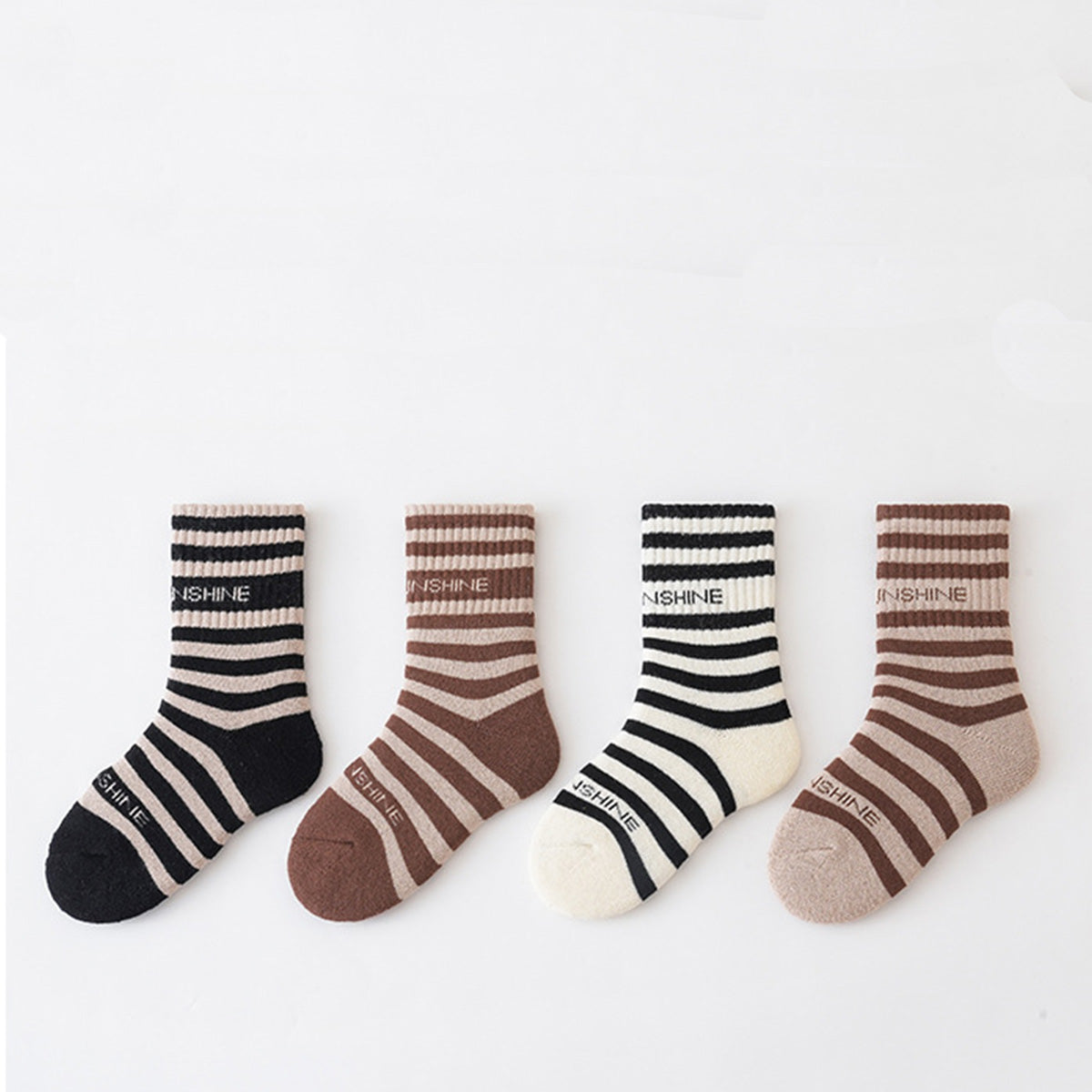 Children's Terry Stripe Plush Socks 4 Pairs