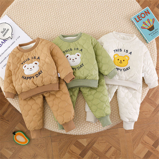 Infant and toddler long-sleeved cotton jacket two-piece suit