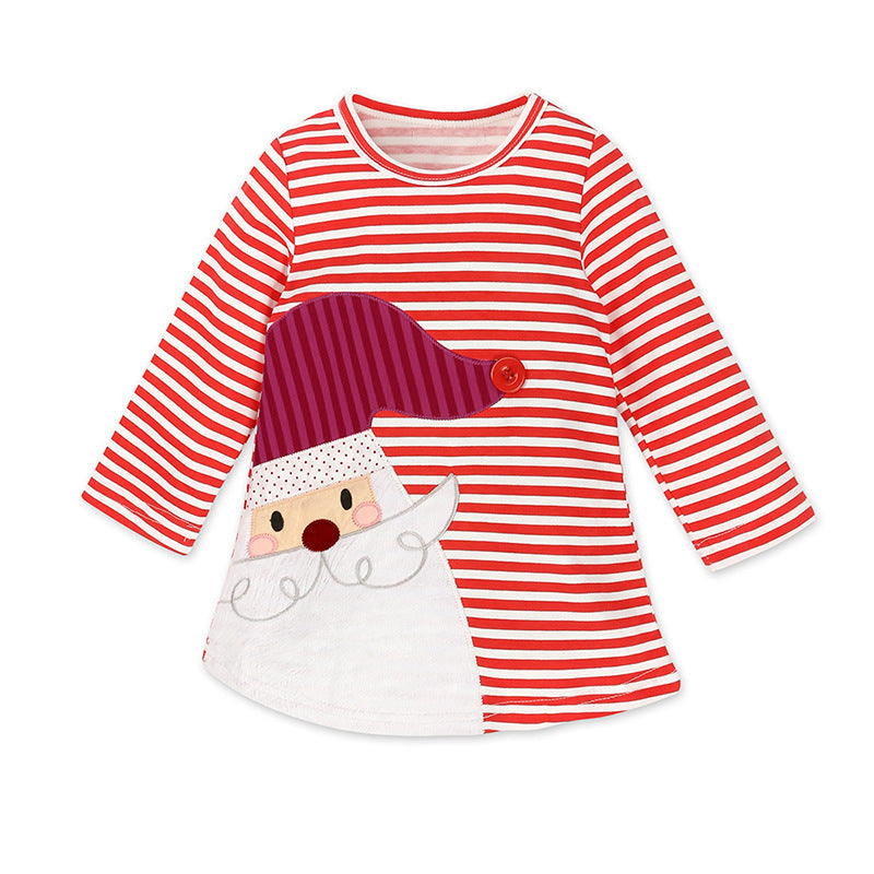 Girls dress New Year Christmas striped deer dress