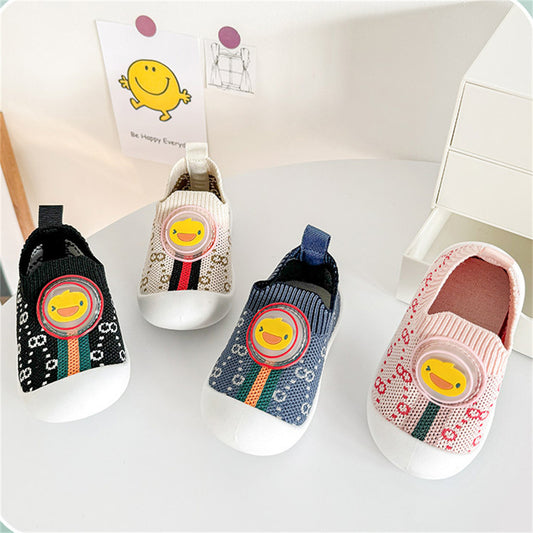 Wholesale children's floor shoes non-slip newborn baby early education shoes breathable and comfortable flashing doll baby toddler shoes