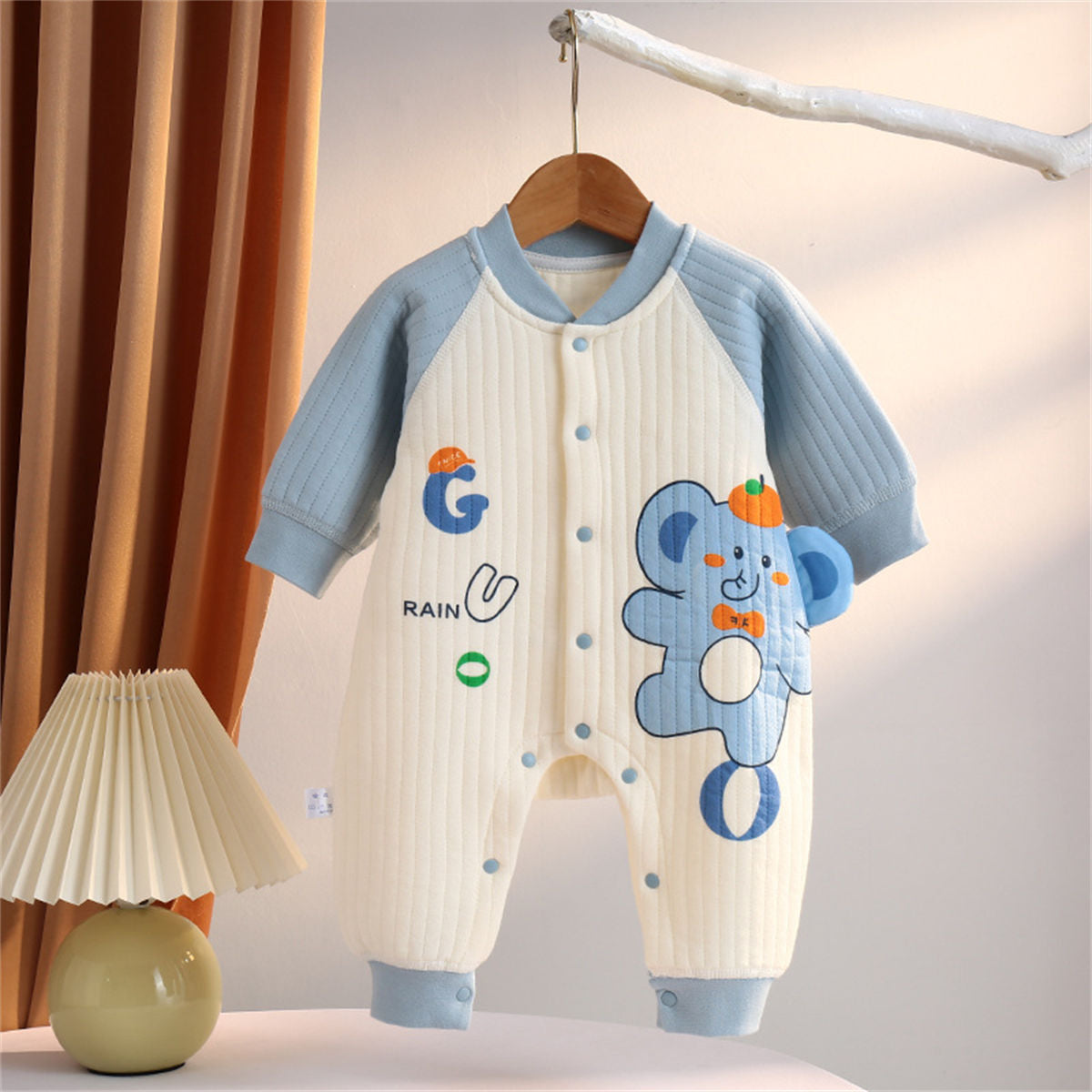 Baby pure cotton warm quilted long sleeve romper