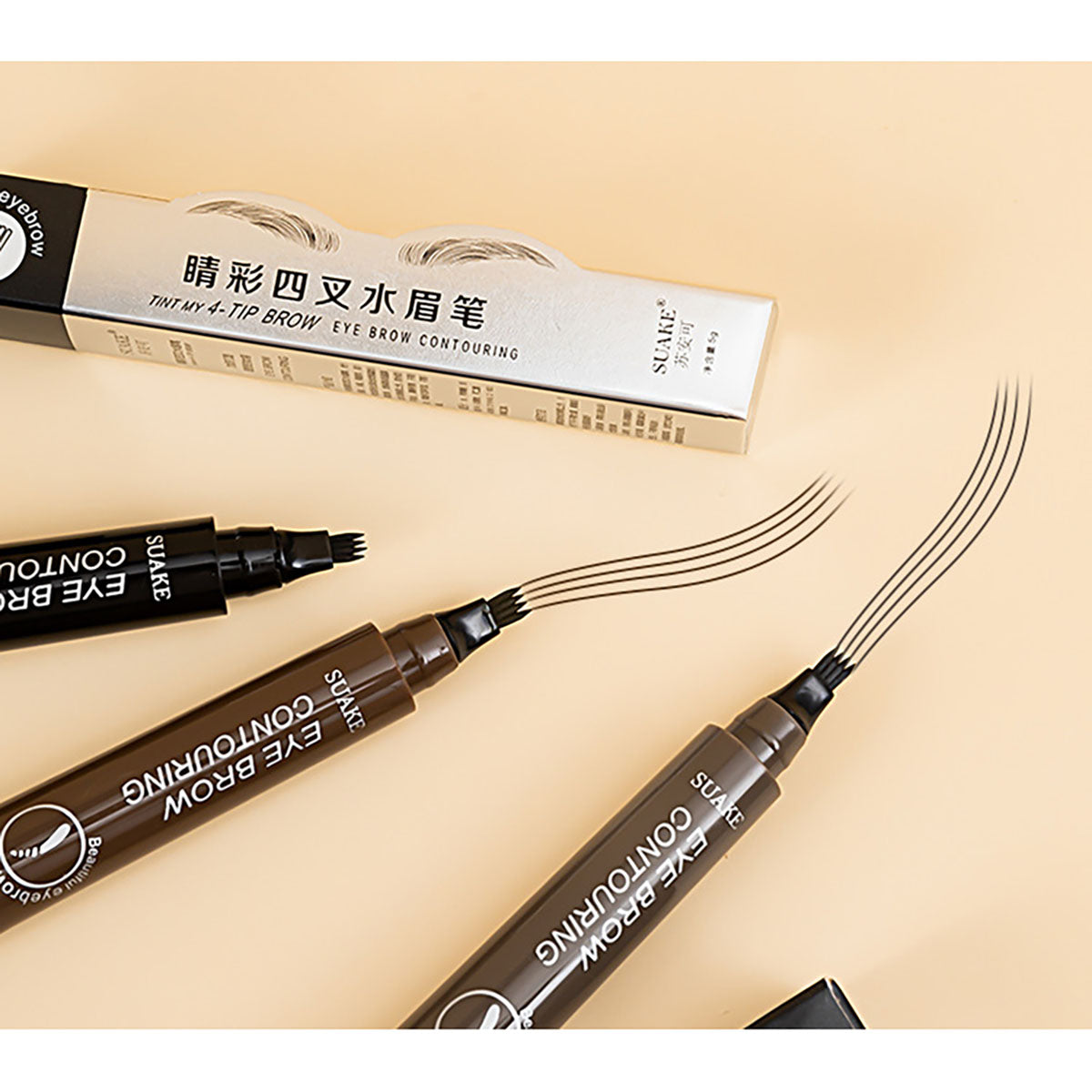 Suanke SUAKE four-pronged wild eyebrow pencil waterproof sweat-free smudge-free simulation root-clear liquid eyebrow pencil