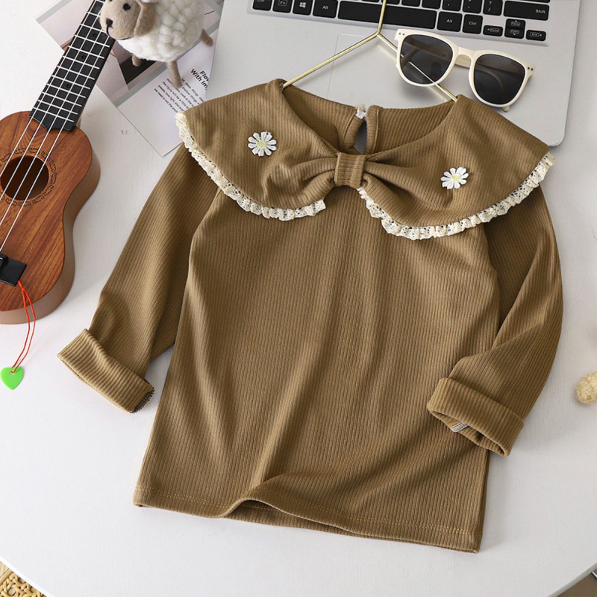 Autumn style girls all-match bottoming shirt children's autumn new style German velvet top children's lace collar bottoming