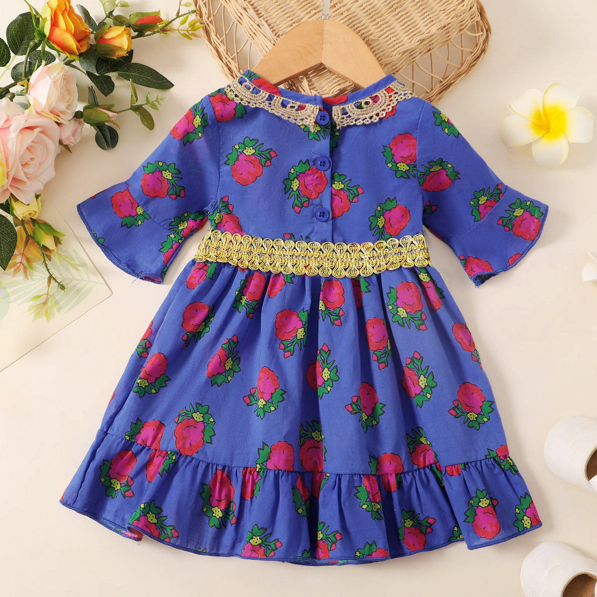 Baby Girl Clashing Lace Floral Dress