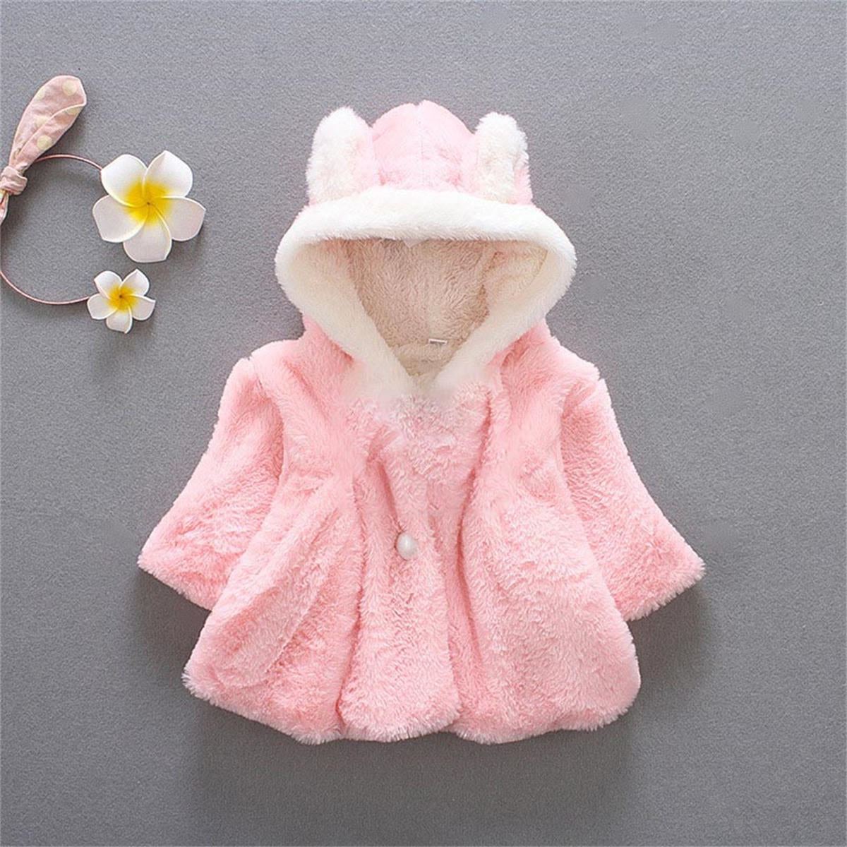 Baby girl autumn and winter bunny fur sweater coat