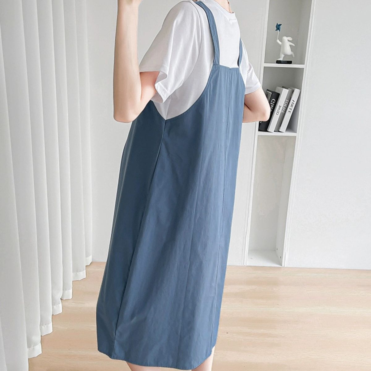 Maternity summer dress fashionable loose mid-length overalls dress fake two-piece