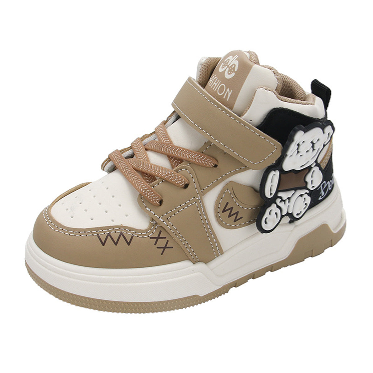 Three-dimensional bear simple urban style high-top sneakers for middle and large children and boys