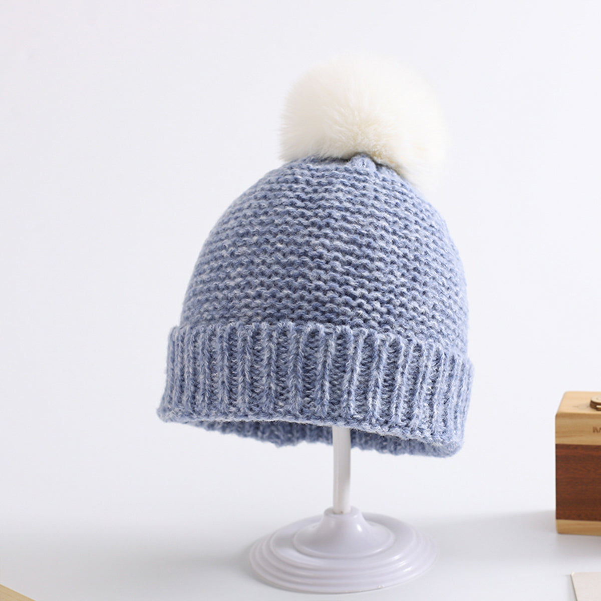 Children's fur ball hat and neck set