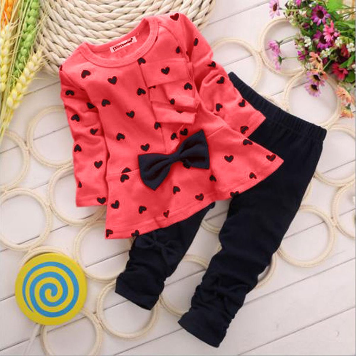 Love bow girl suit princess children autumn suit children suit