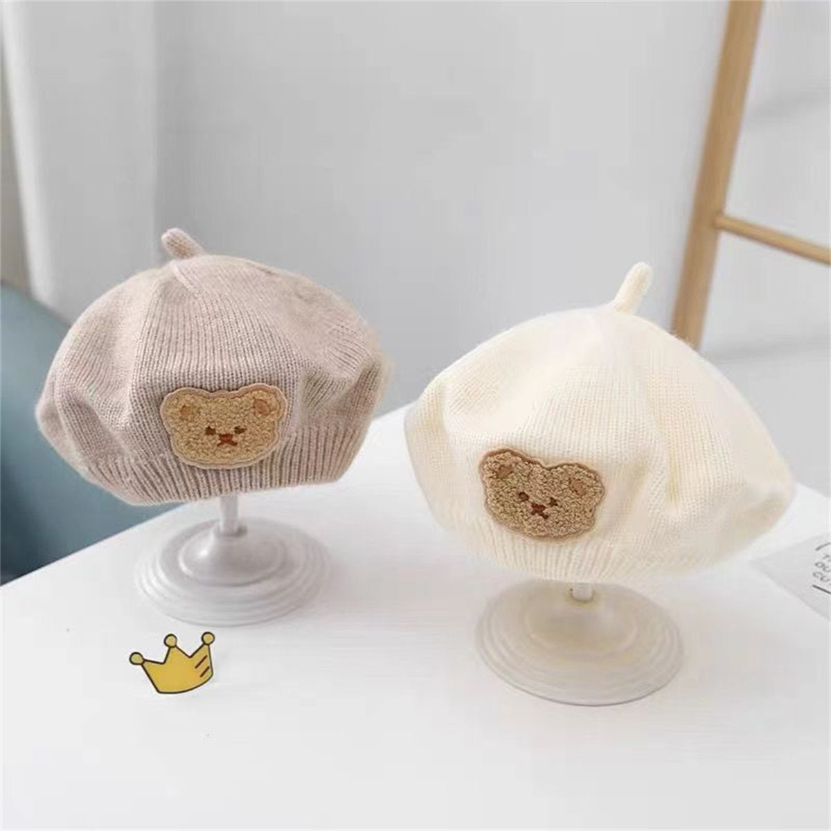 Children's baby cute bear knitted painter hat spring and autumn beret