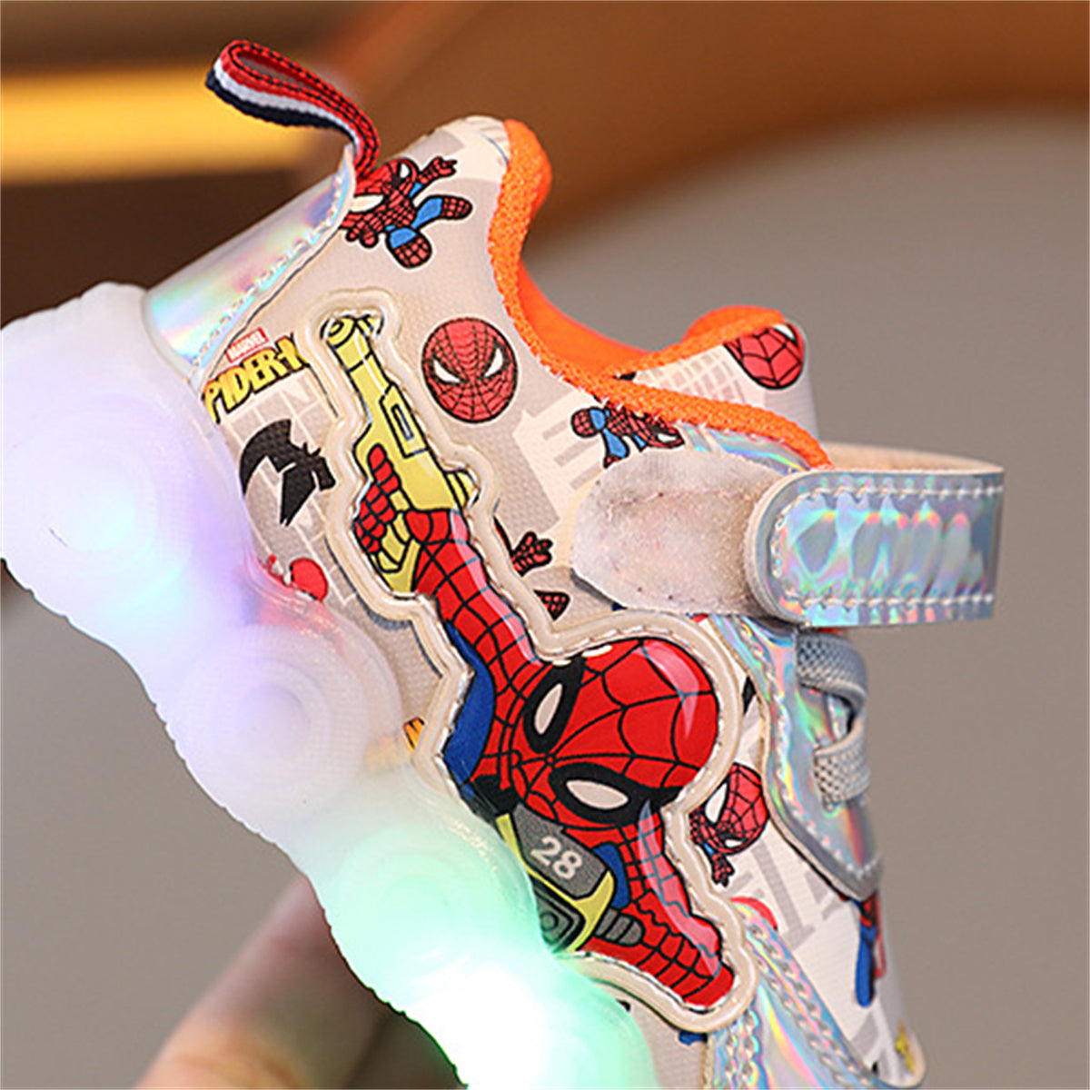 Children's luminous Spider-Man cartoon pattern sneakers