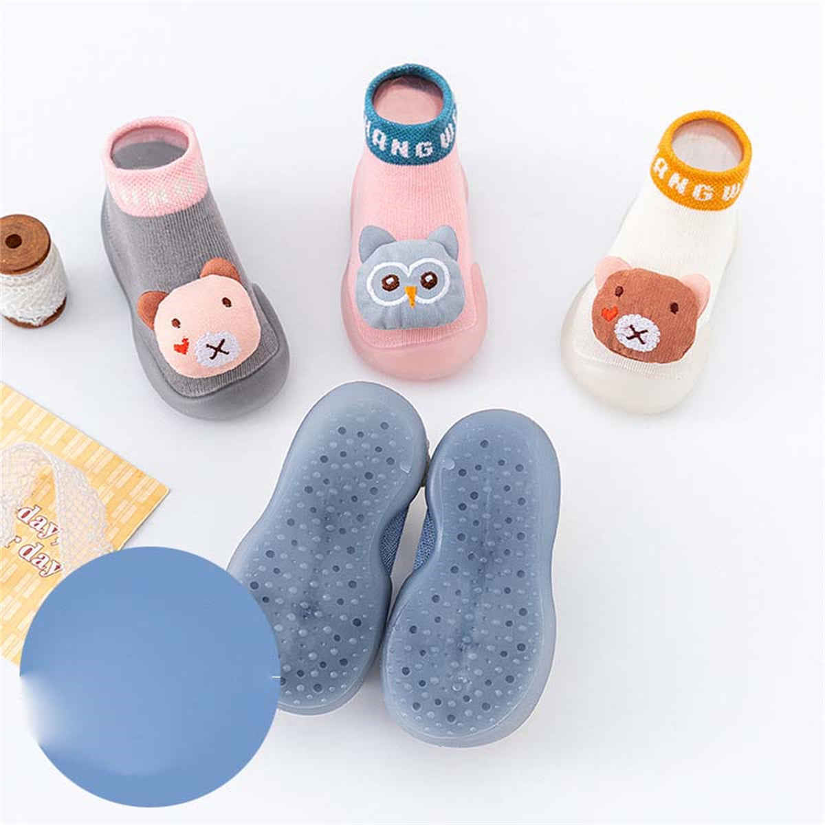 Kids Baby Boys and Girls Cute Pattern Knitted Non-slip Breathable Floor Socks Toddler Shoes