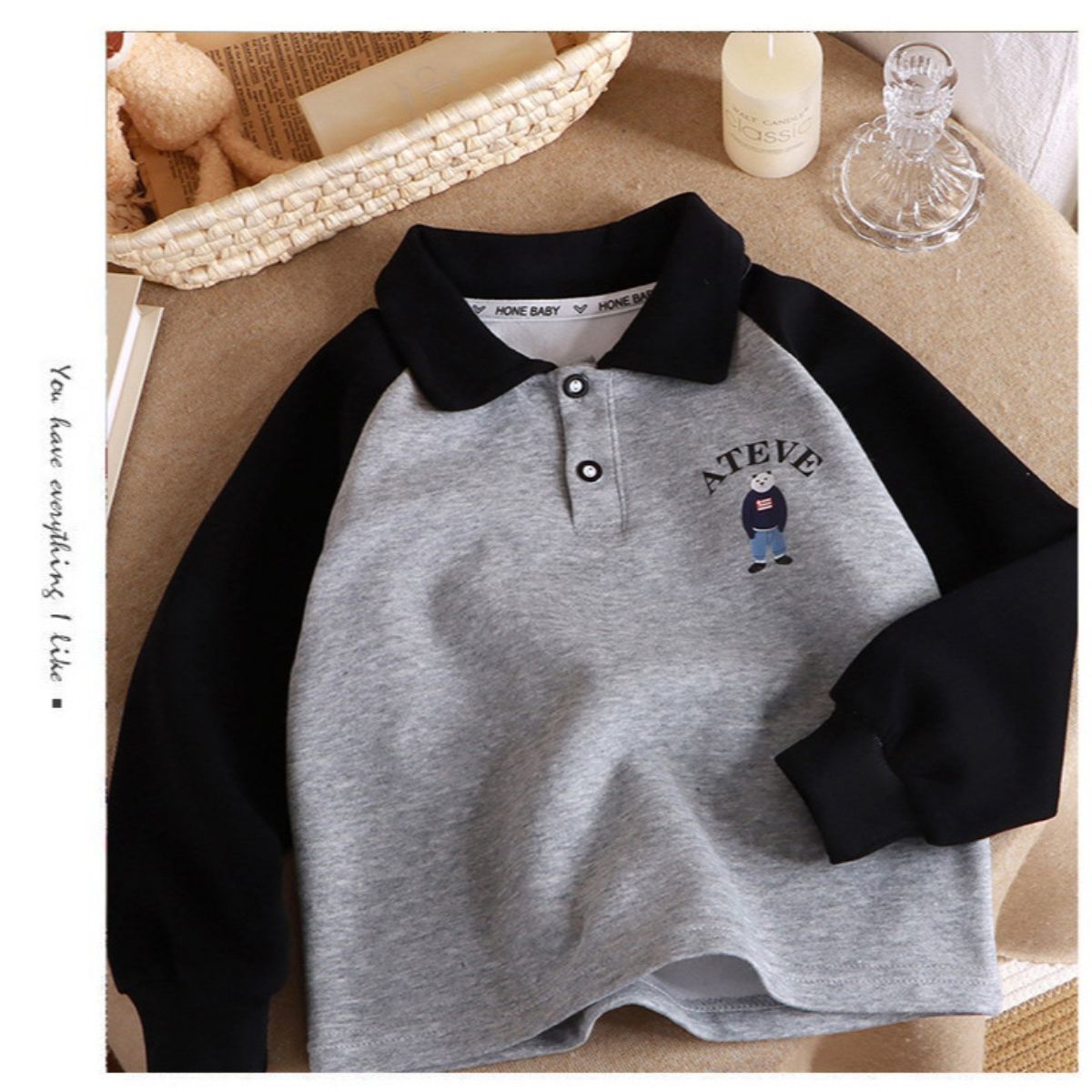 New polo shirt sweater spring and autumn new children's lapel long-sleeved bottoming shirt medium and large children's clothing splicing shirt