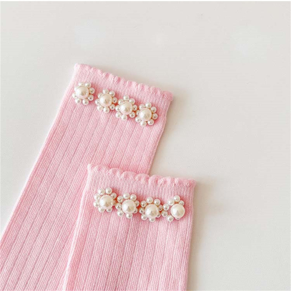 Girls Princess Sweet Style Flower Pearl Stockings