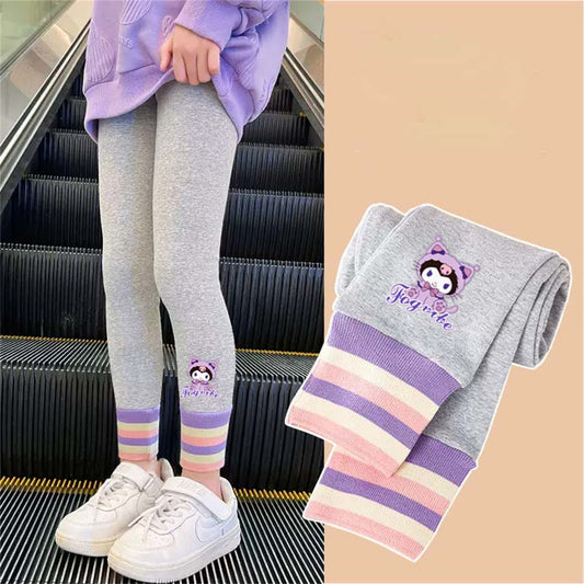 Cute autumn kulomi colored pure cotton leggings for middle and large children and girls