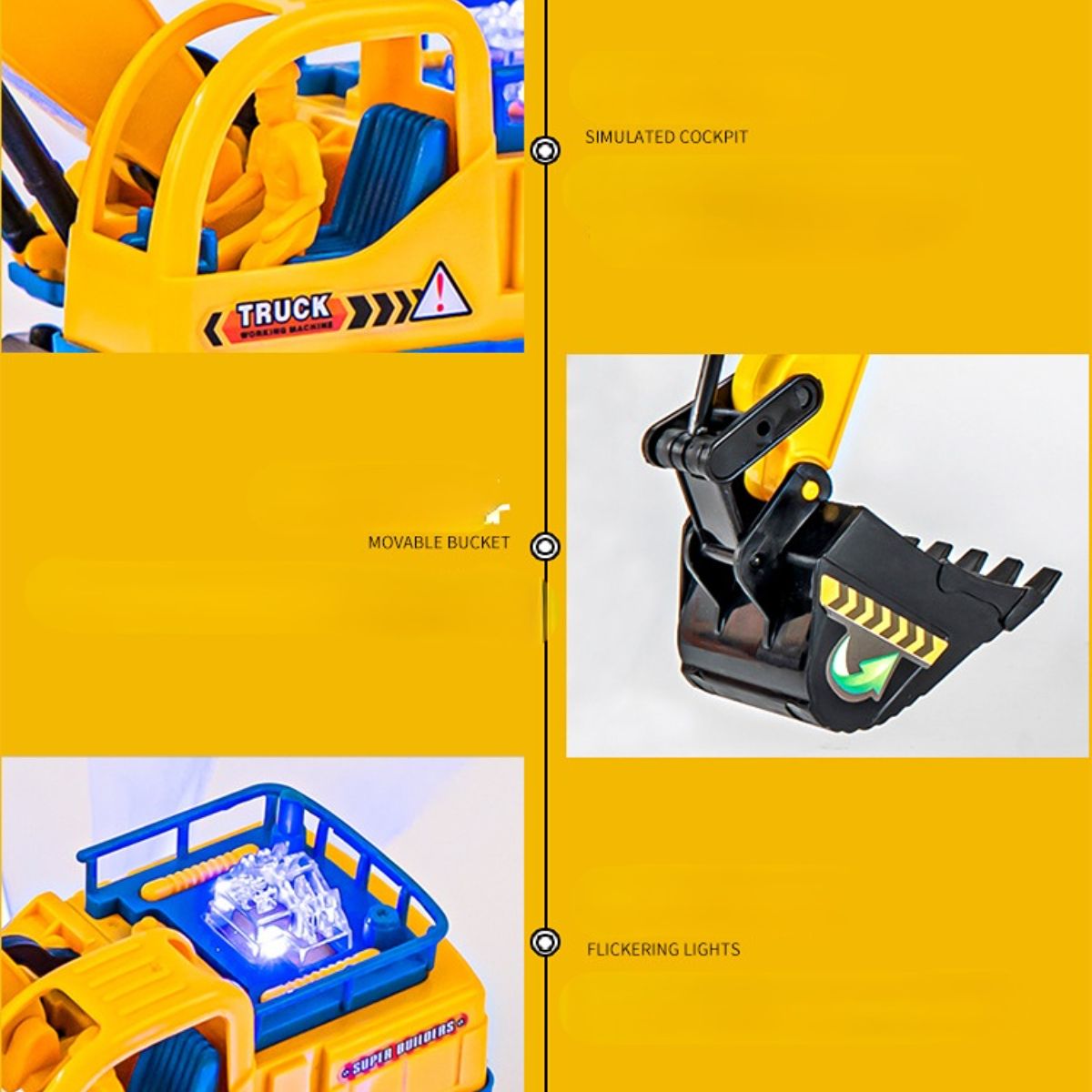 Electric sound and light engineering excavator toy