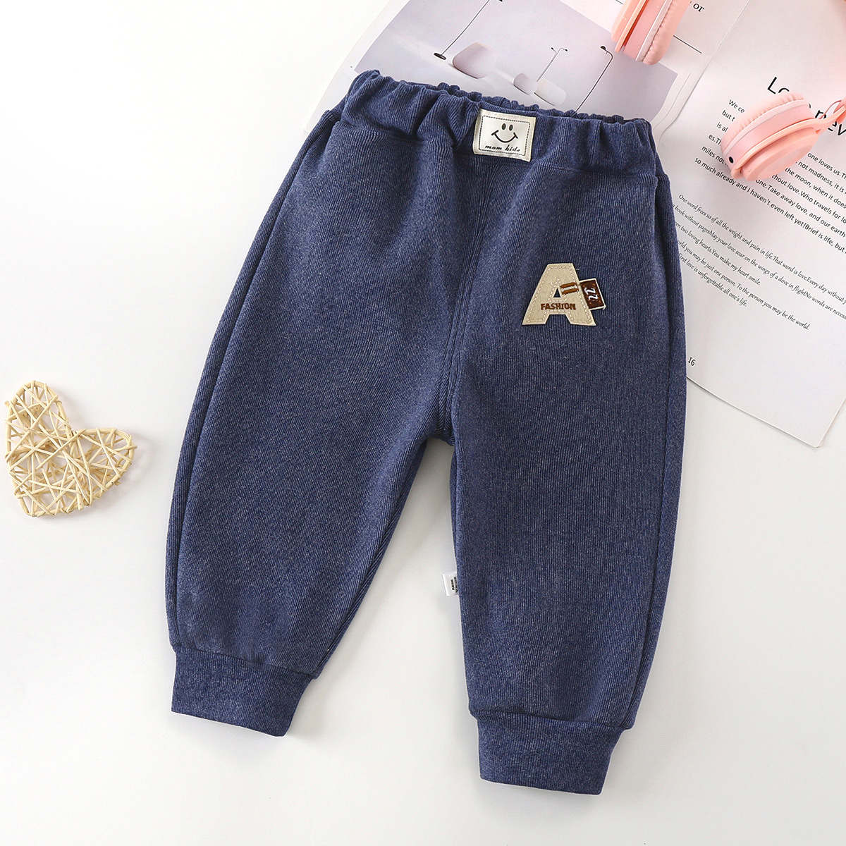 Children&#39;s sports pants, fleece pants with cuffs