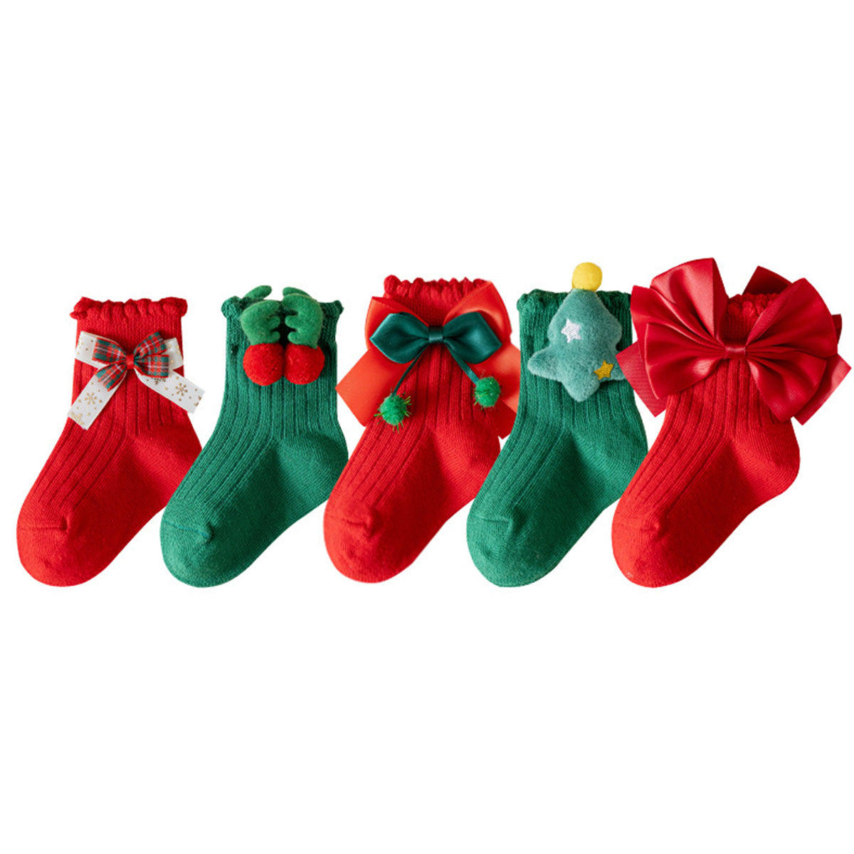 Children's Elk Christmas Socks 5-Pack