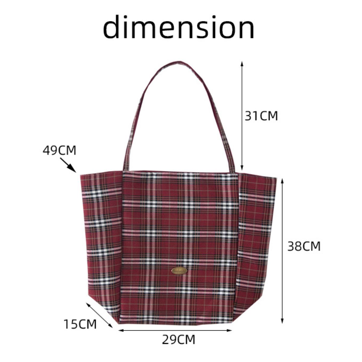 Plaid large capacity commuter shoulder underarm bag