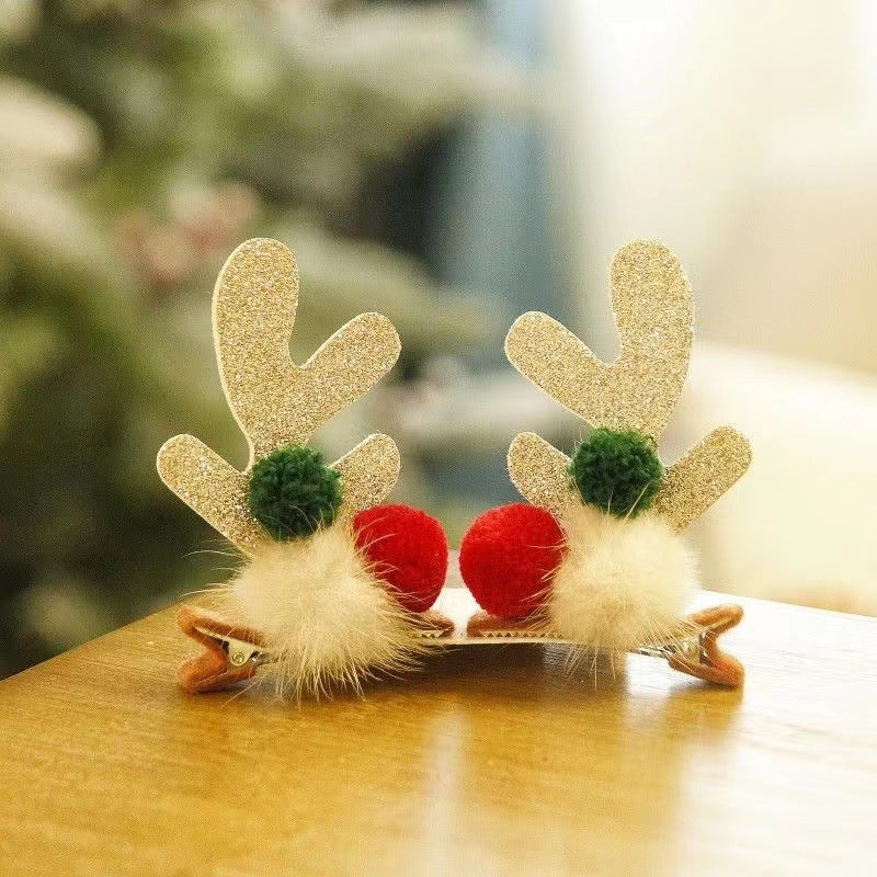 Children's 2-pack cute Christmas style deer hair clips