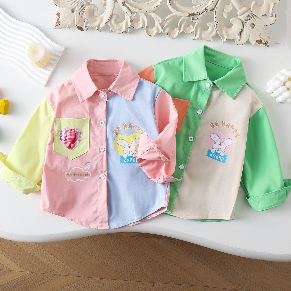 Autumn long-sleeved loose shirt for small and medium-sized children and girls