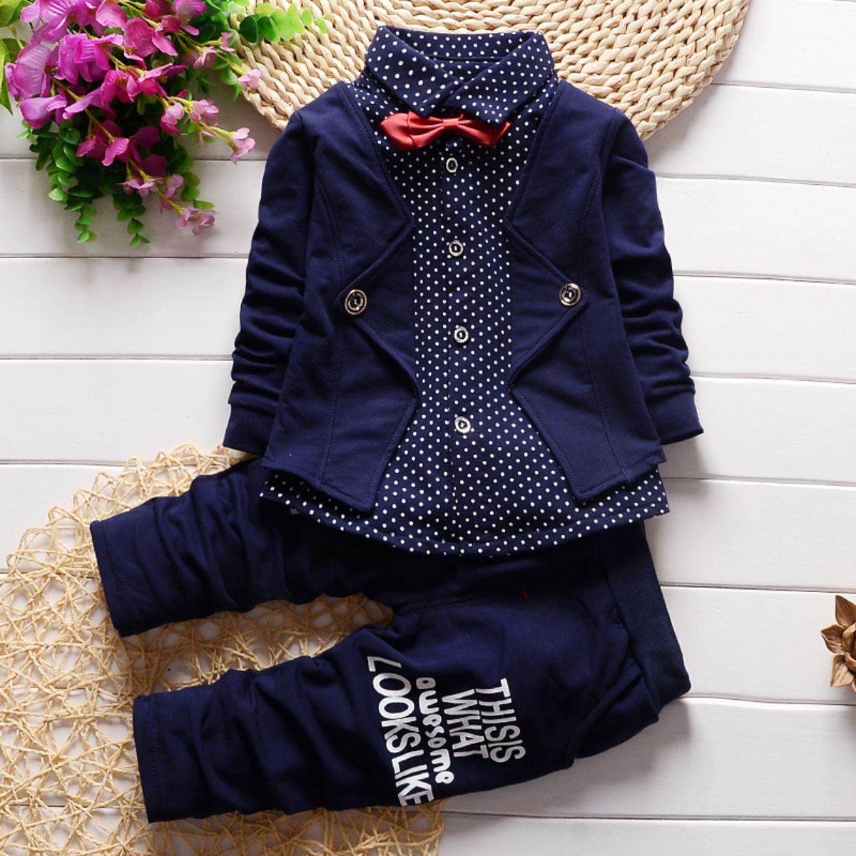 New spring men's clothing, children's clothing, shirts, fake three-piece suits