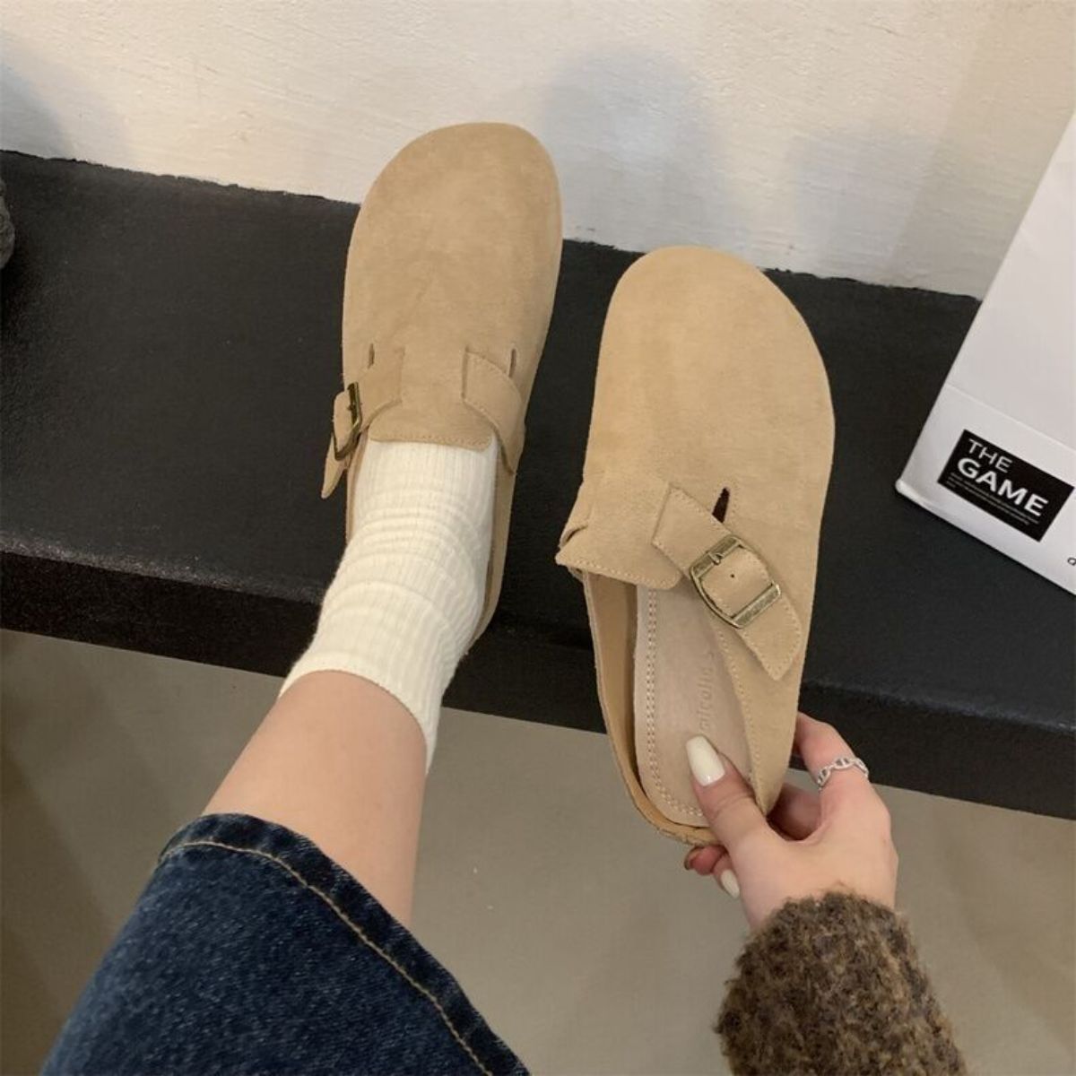 Closed toe soft sole round toe vintage suede Birkenstocks