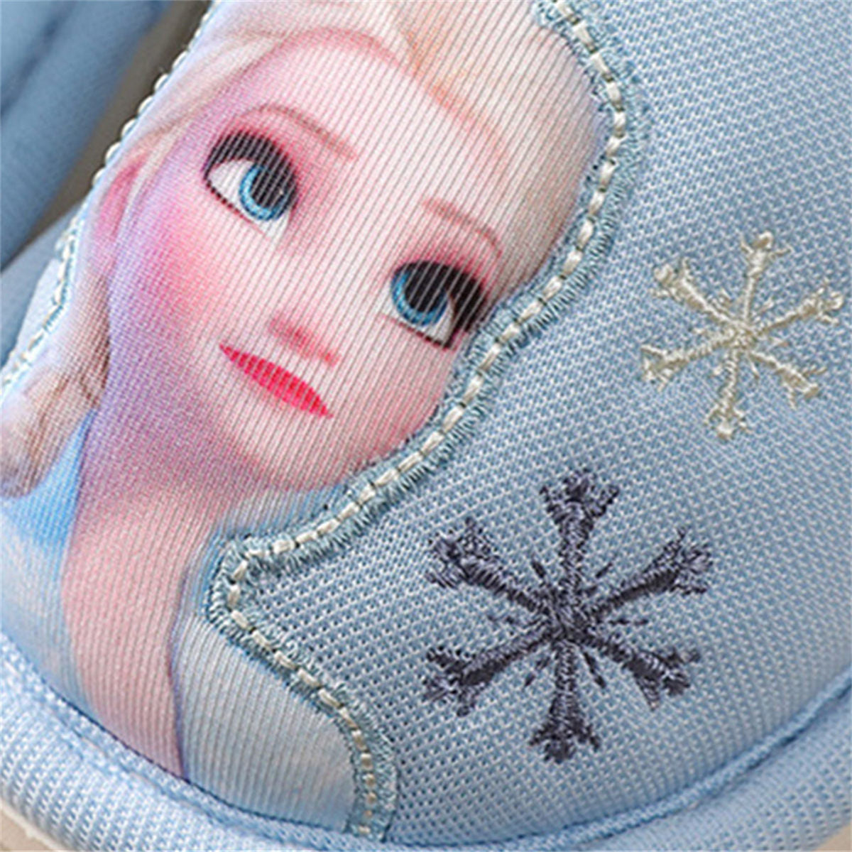 Children's girl's ice and snow princess thick warm elastic band heel cap cotton slippers