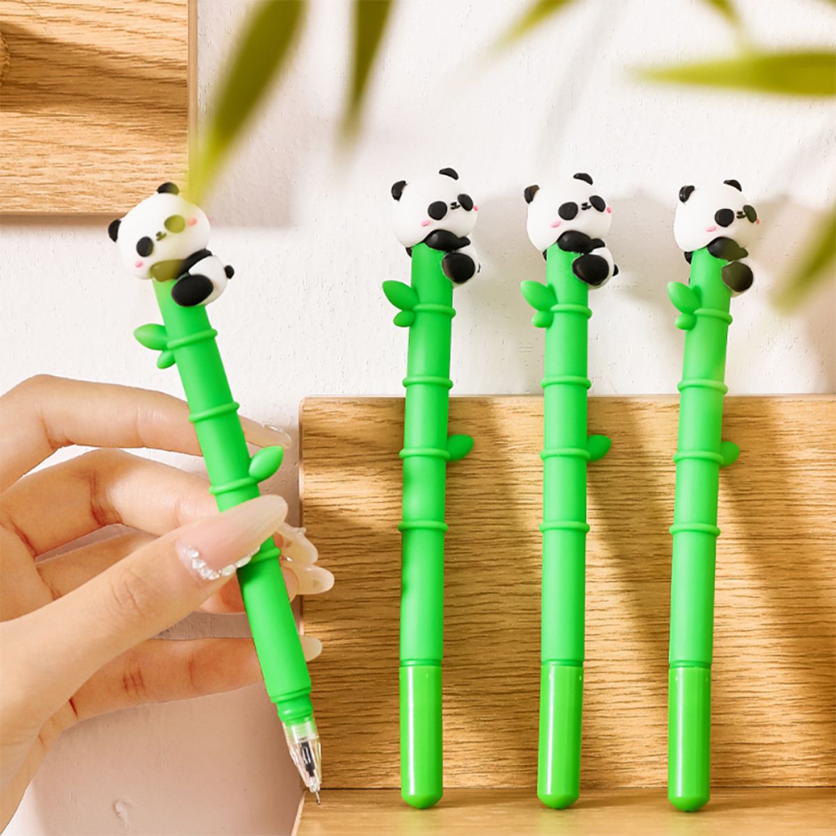 Panda bamboo gel pen student soft gel cute learning stationery