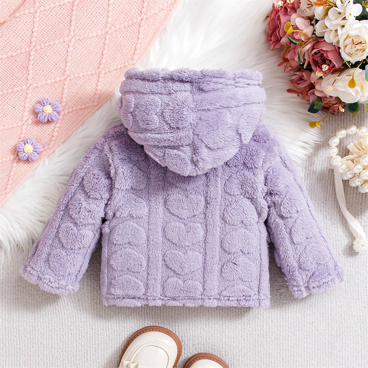 Girls autumn one-piece hooded top warm loose princess style