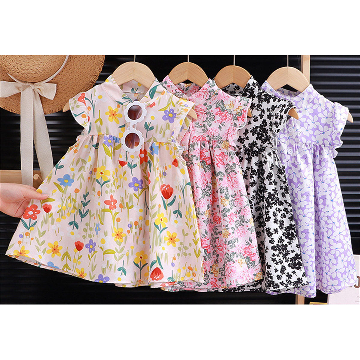 Girls Floral Dress A-line Cute Princess Dress Children's Puffy Skirt