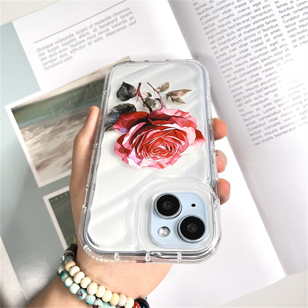 Apple transparent soft shell water ripple elegant ladies rose mobile phone case