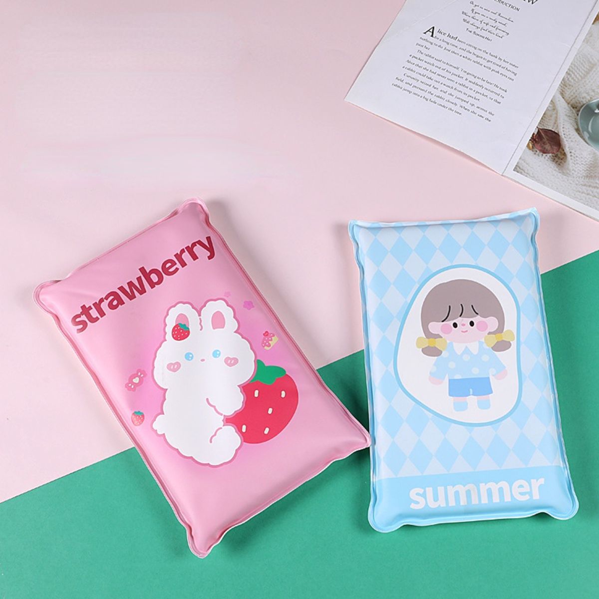 Summer cartoon ice pillow cute student nap pillow adult cooling gel ice pad free water injection cooling pillow