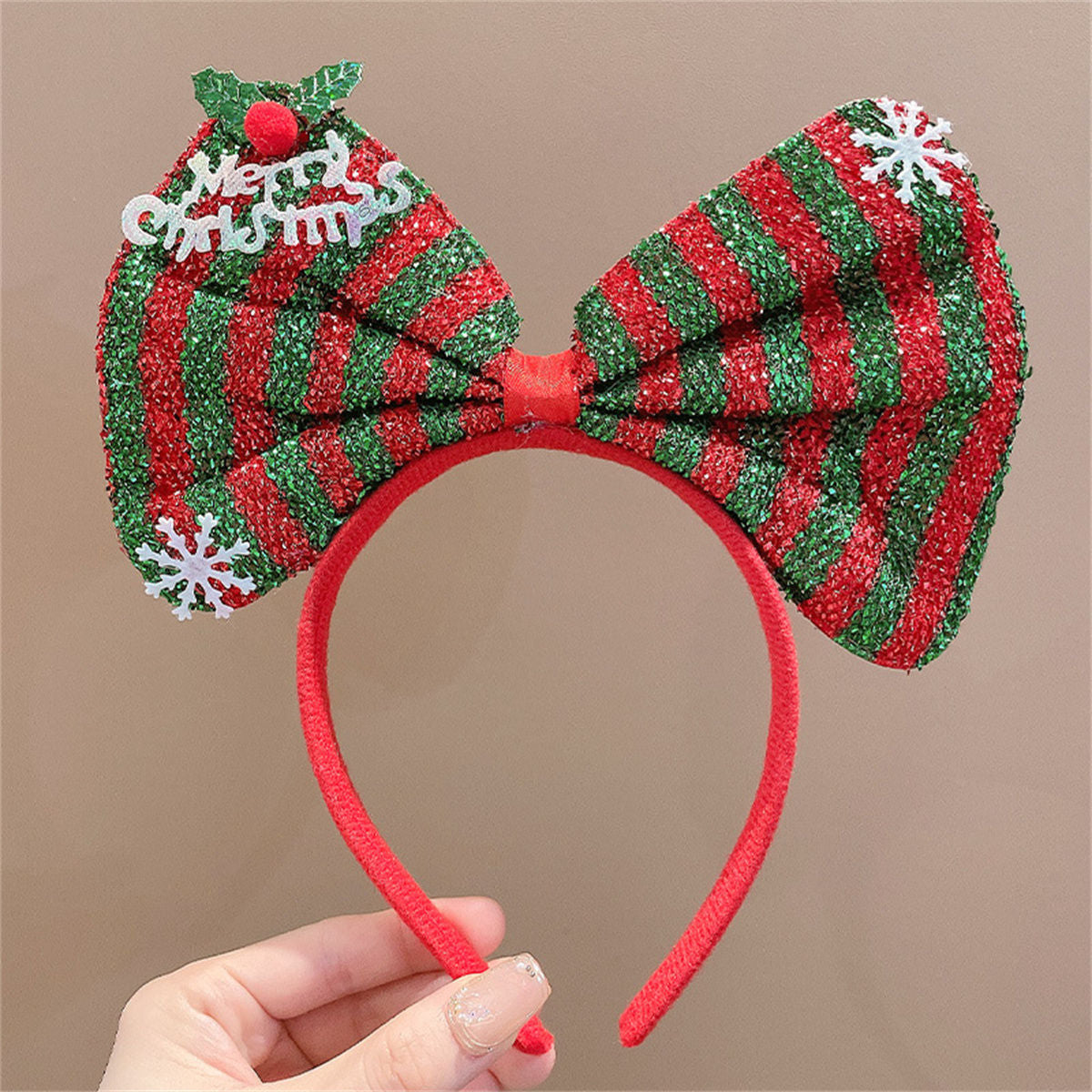 Children's Christmas red cute funny style bow headband does not hurt the hair