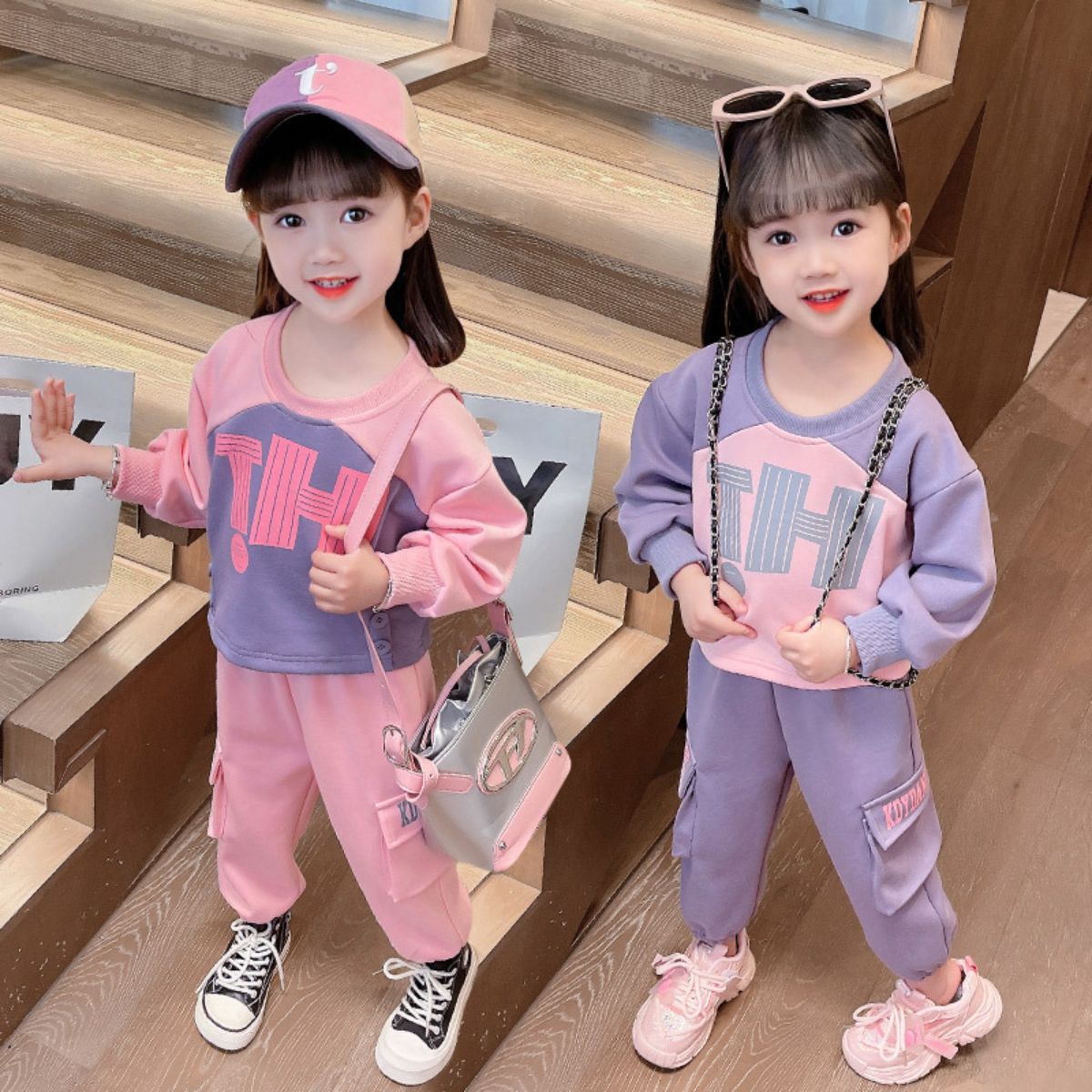 Girls autumn sweater suit new style children's clothing casual spring and autumn little girl two-piece suit